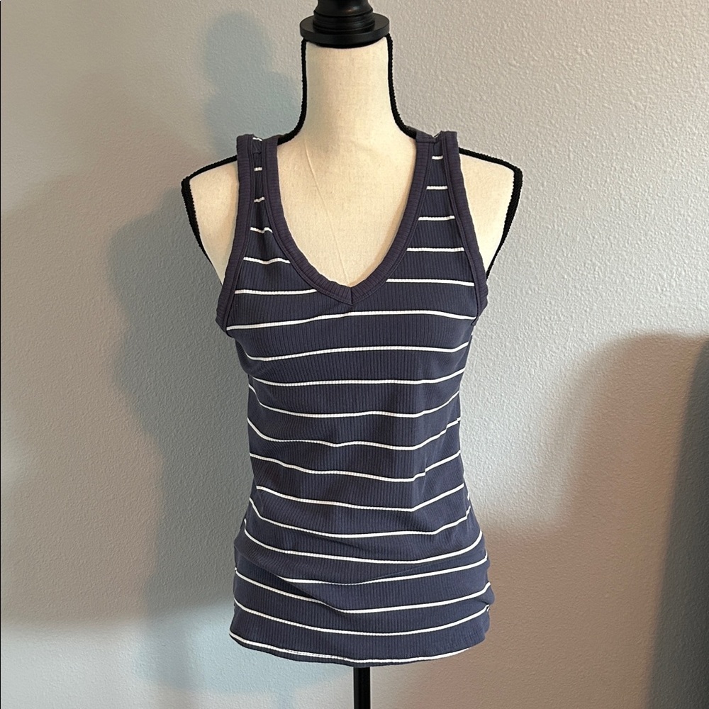 Maurices Navy and White Striped Tank Top